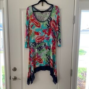 Cupio L Colorful Floral Women's Dress Netting Collar Hem Beach Party Casual B034